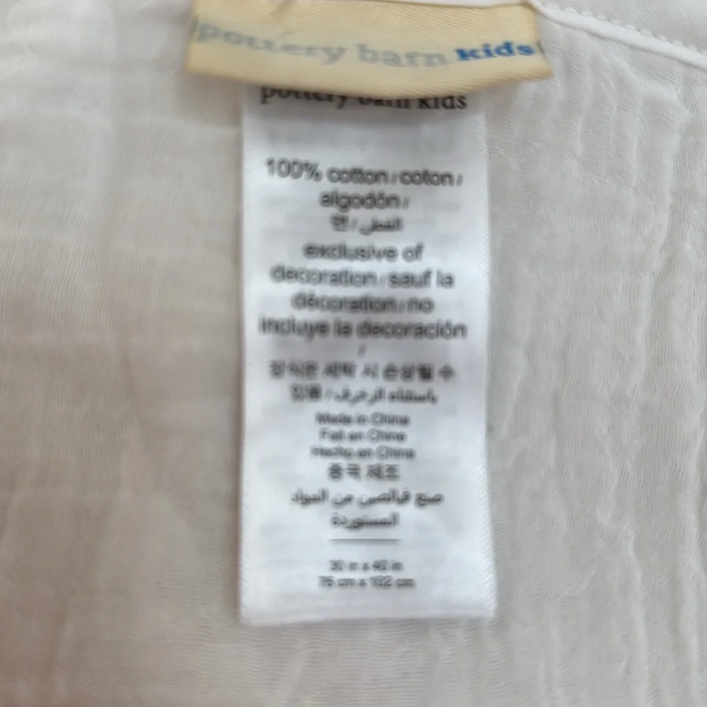 Pottery Barn Kids Sahara Aldrich Embroidered Baby Towel White Cotton Nurse